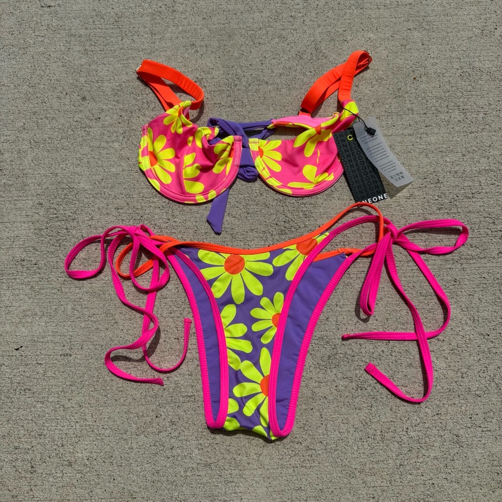 One one floral bright summer bikini set